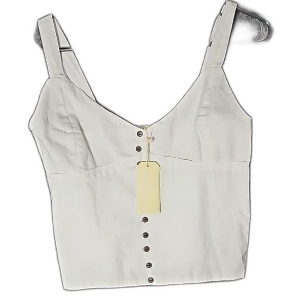 NWT Love Notes White Medium Crop Top Tank Top - Picture 1 of 11